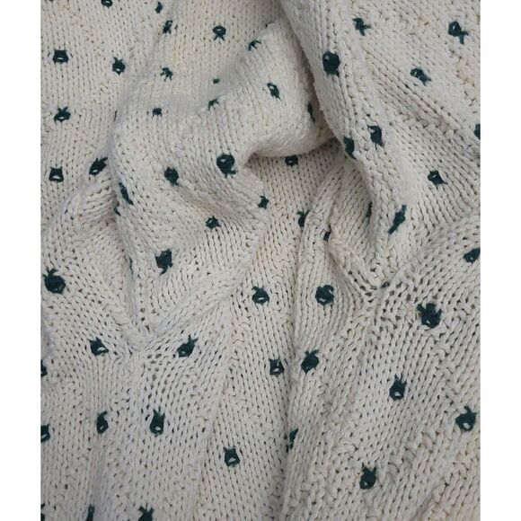 VTG Eddie Bauer Mens Outdoor Outfitter Cotton Knit Sweater M Cream‎ Green USA - Picture 4 of 8